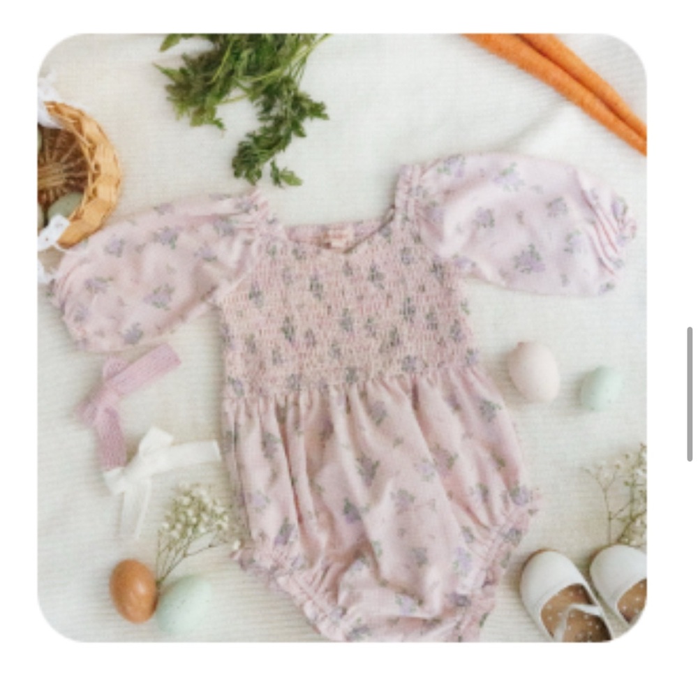 Baby Teagan Romper | Purple Gingham | 6-9 mo